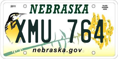 NE license plate XMU764
