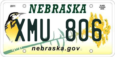 NE license plate XMU806