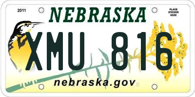 NE license plate XMU816