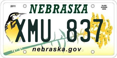 NE license plate XMU837