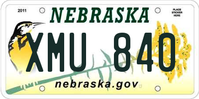 NE license plate XMU840