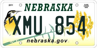 NE license plate XMU854
