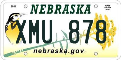 NE license plate XMU878
