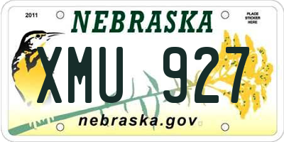 NE license plate XMU927