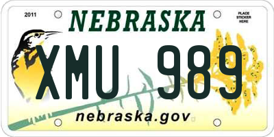 NE license plate XMU989