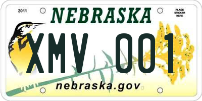 NE license plate XMV001