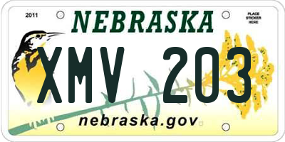NE license plate XMV203