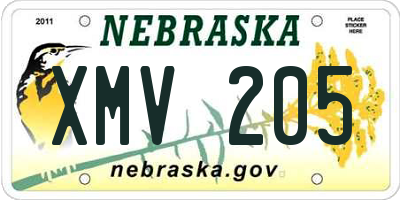NE license plate XMV205