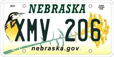 NE license plate XMV206