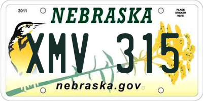 NE license plate XMV315