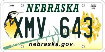 NE license plate XMV643