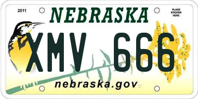 NE license plate XMV666