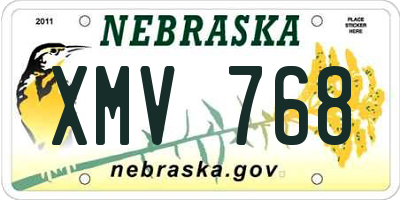 NE license plate XMV768