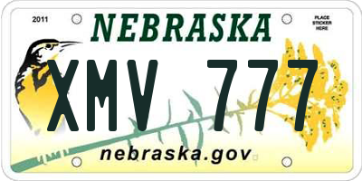 NE license plate XMV777