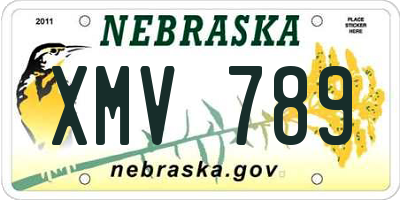 NE license plate XMV789