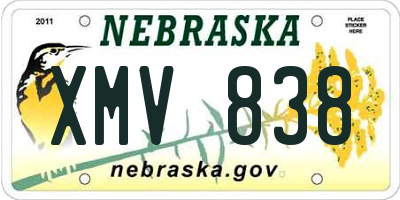 NE license plate XMV838