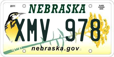 NE license plate XMV978