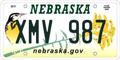 NE license plate XMV987