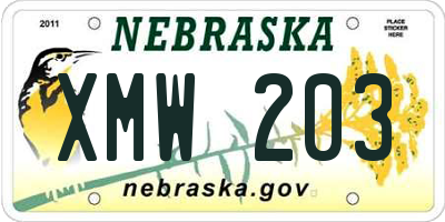 NE license plate XMW203