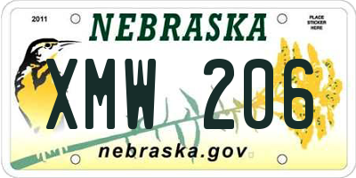 NE license plate XMW206