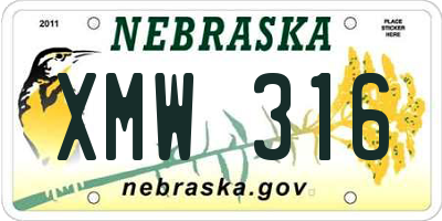 NE license plate XMW316
