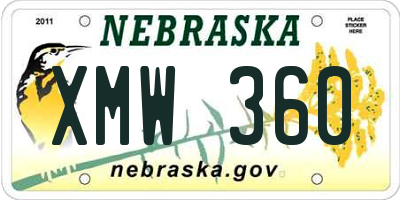 NE license plate XMW360