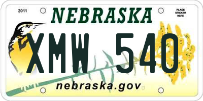 NE license plate XMW540