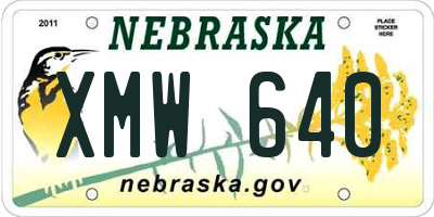 NE license plate XMW640