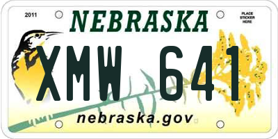 NE license plate XMW641