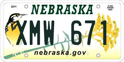 NE license plate XMW671