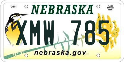 NE license plate XMW785
