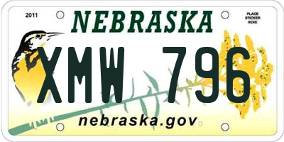 NE license plate XMW796