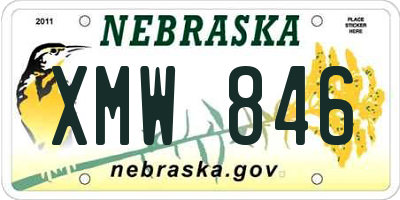 NE license plate XMW846