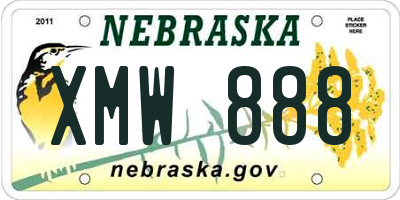 NE license plate XMW888