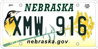 NE license plate XMW916