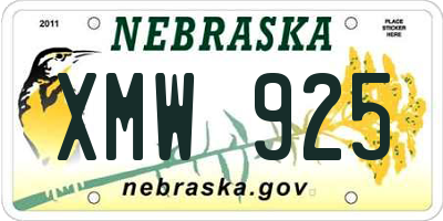 NE license plate XMW925