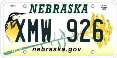 NE license plate XMW926