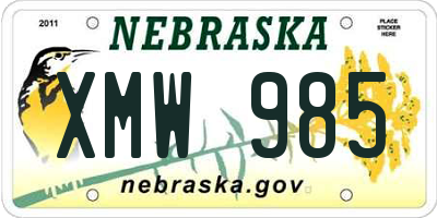 NE license plate XMW985