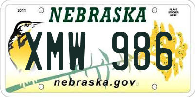 NE license plate XMW986