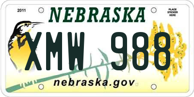 NE license plate XMW988