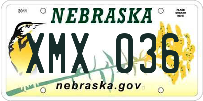 NE license plate XMX036