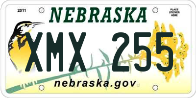 NE license plate XMX255