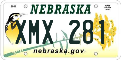NE license plate XMX281