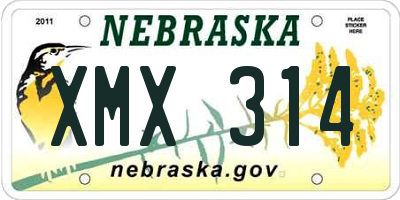 NE license plate XMX314
