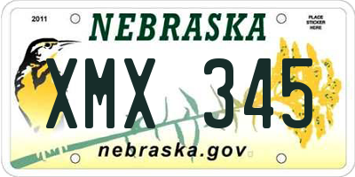 NE license plate XMX345