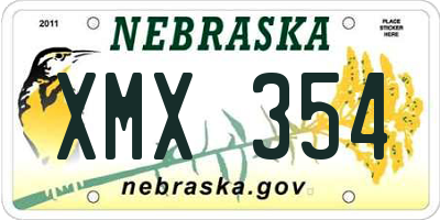 NE license plate XMX354