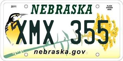 NE license plate XMX355