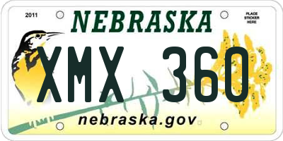 NE license plate XMX360