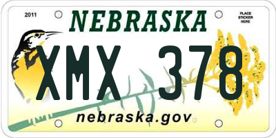 NE license plate XMX378