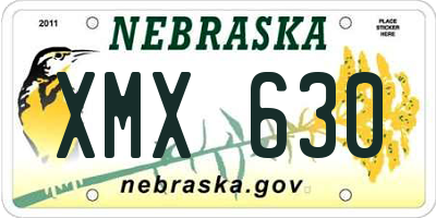 NE license plate XMX630